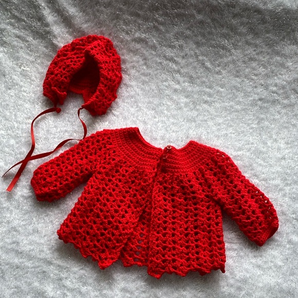 Handmade red sweater set 🎁 New! - Picture 6 of 6